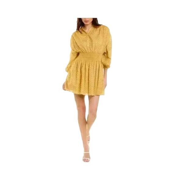 NWT Rebecca Taylor Ikat Shirt Dress Marigold Yellow Printed ShirtDress Size XS - Picture 1 of 11